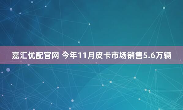 嘉汇优配官网 今年11月皮卡市场销售5.6万辆